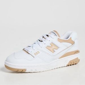 New in box New Balance 550 sneakers, size 6 in women’s. White/Beige.